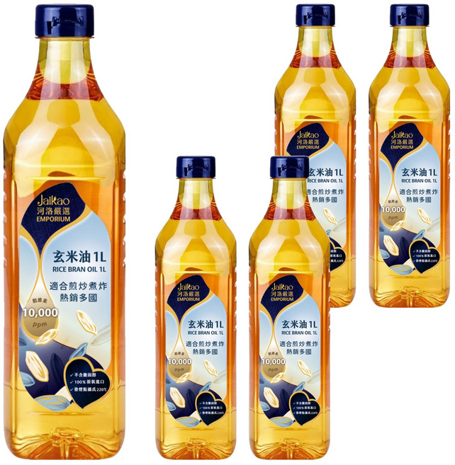 Jaikao 河洛嚴選玄米油, 5個, 1L