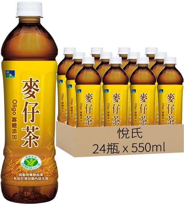 悅氏 麥仔茶, 550ml, 24瓶