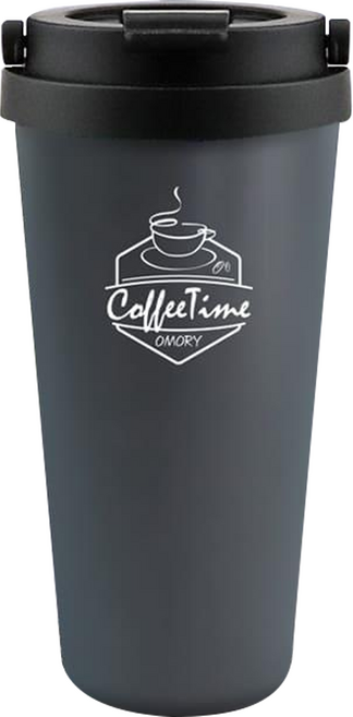 OMORY 304陶瓷塗層手提隨行杯 500mL 外鋼內陶瓷 保溫保冷, 尊榮灰, 1個