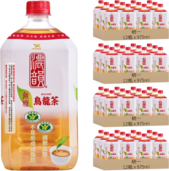 濃韻 烏龍茶 無糖, 975ml, 48瓶