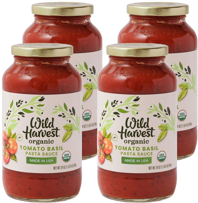 와일드하베스트 유기농 토마토 바질 파스타 소스, 680g, 4개