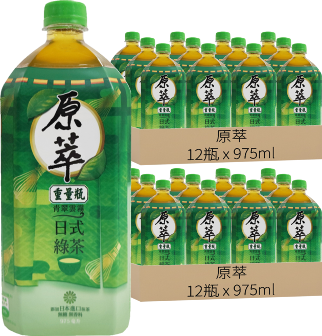 原萃 日式綠茶, 975ml, 24瓶
