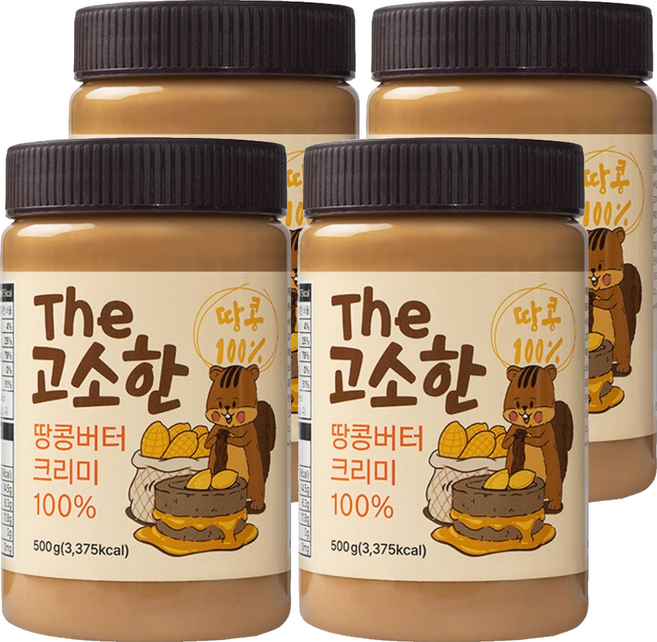 이엔푸드 더 고소한 땅콩버터 크리미 100%, 500g, 4개