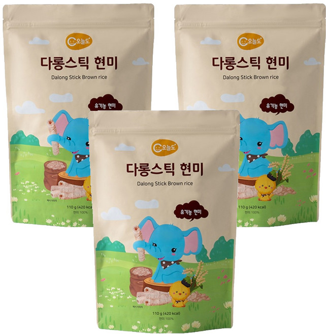 오늘도 다롱스틱 과자, 현미, 110g, 3개