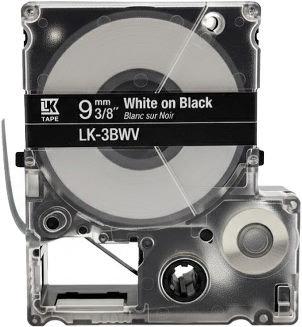 EPSON LK-3BWV C53S653412 標籤帶, 黑色 + 白色, 9mm