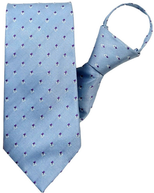 엘르 실크 자동 지퍼 넥타이