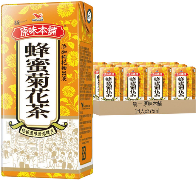 統一 原味本舖 蜂蜜菊花茶, 375ml, 24入