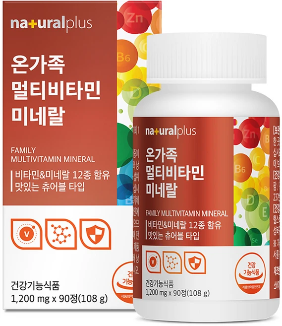 내츄럴플러스 온가족 멀티비타민 미네랄, 90정, 1개 - 쿠팡