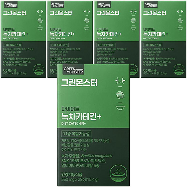 GREEN MONSTER 綠茶兒茶素Plus孅萃錠, 28顆, 5盒