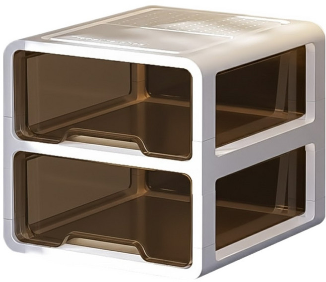 小麥購物 家用抽屉分格收納盒 L200 15格 + 10格 2層, 茶色, 1個