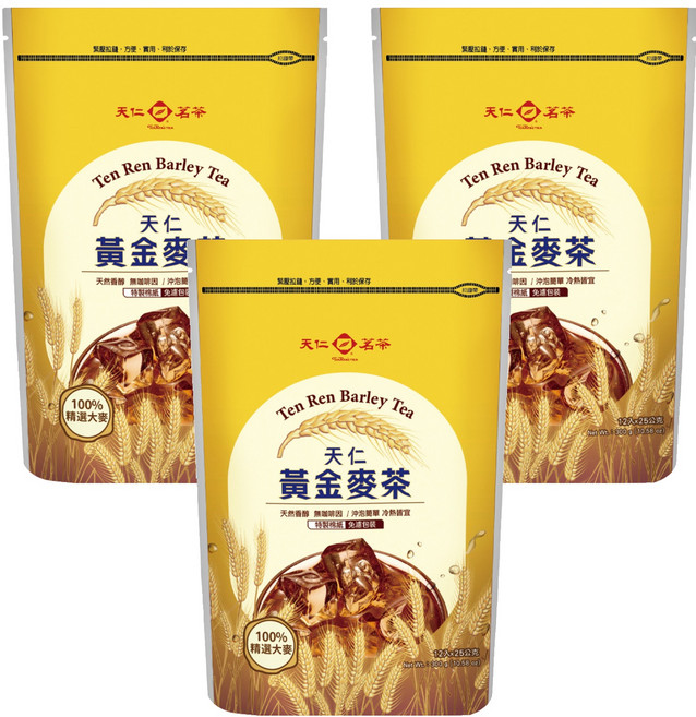 天仁茗茶 天仁黃金麥茶, 25g, 12包, 3袋