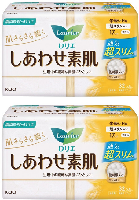 Laurier 蕾妮亞 舒膚Free 素肌衛生棉 日用型, 17cm, 32片, 2包