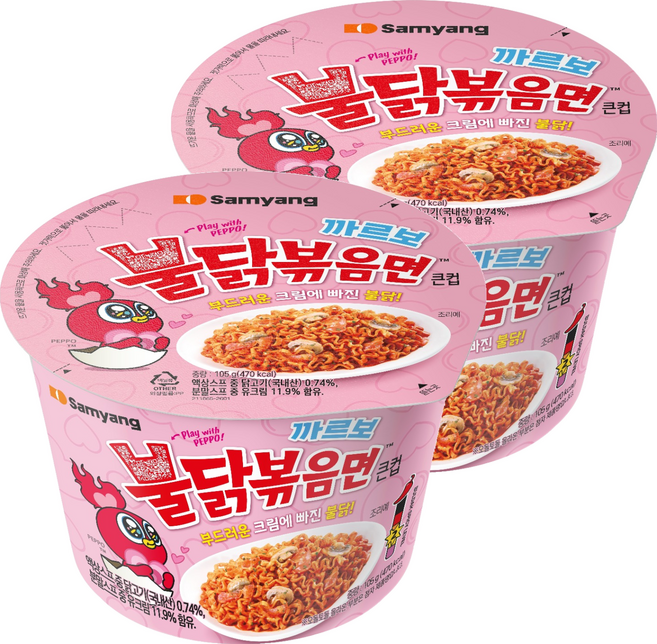 불닭볶음면 까르보 큰컵 105g, 2개