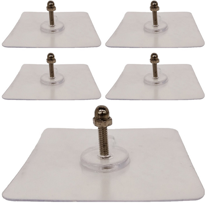 WE CHAMP 強力免打孔無痕螺絲貼片 7 x 7 x 0.1cm 5入, 透明色, 1包