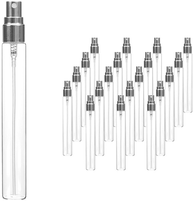 알루미늄캡 스프레이 용기 10ml, 20개, 투명(용기) + 실버(캡)