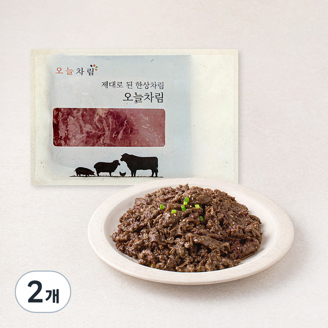 오늘차림 한우 양념 소불고기, 500g, 2개