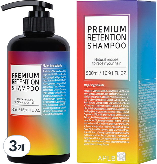 에이플비 프리미엄 리텐션 샴푸, 500ml, 3개