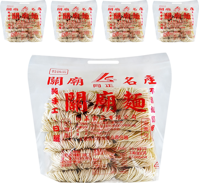 同正 細關廟麵 純手工日曬 麵身耐煮 拉鏈袋包裝, 1.2kg, 5包