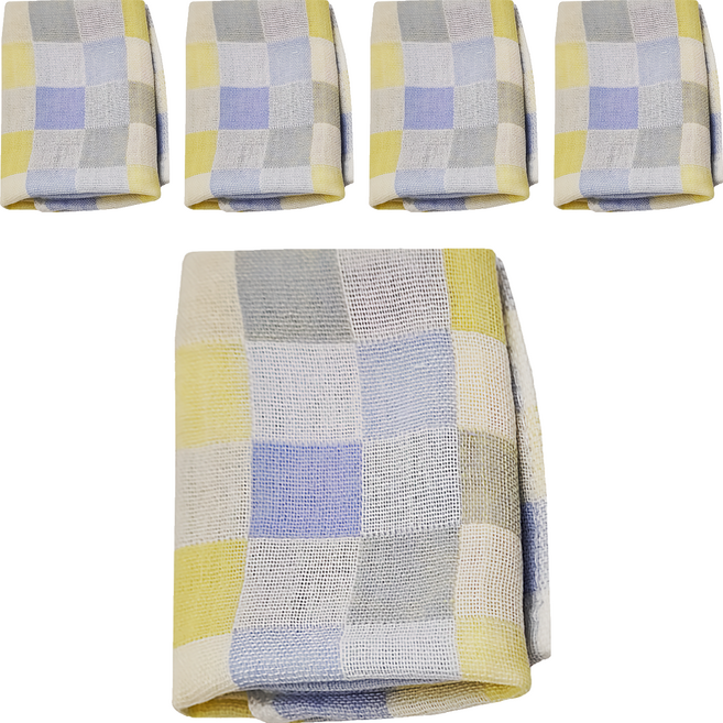 嬰兒口水巾 大 26g, 黃色 + 藍色 + 灰色, 5件