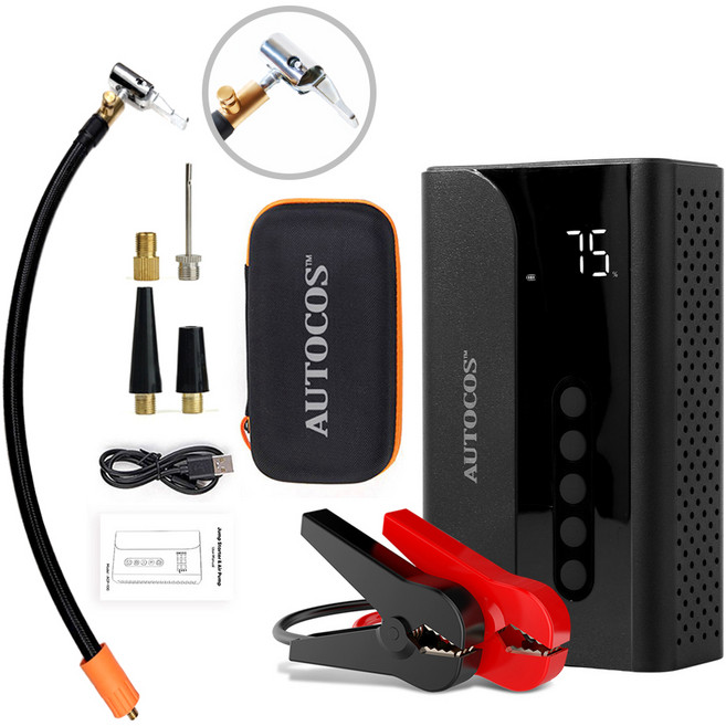 오토코스 40cm 배출버튼 내장 점프스타터 앤 공기주입기 9V, 1개, 10400mAh