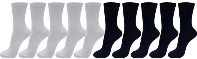 가파치 여성용 무지 스포츠 논쿠션 장목 양말 2종 x 5p 세트, 블랙, 흰색, 1세트