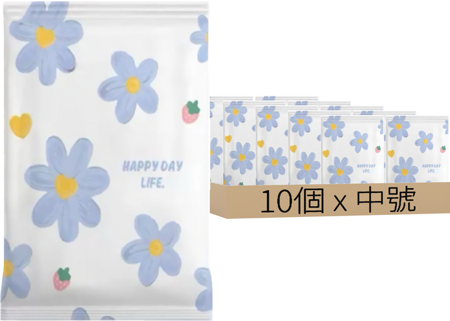 藍花真空壓縮袋 中號, 10個, 1個裝