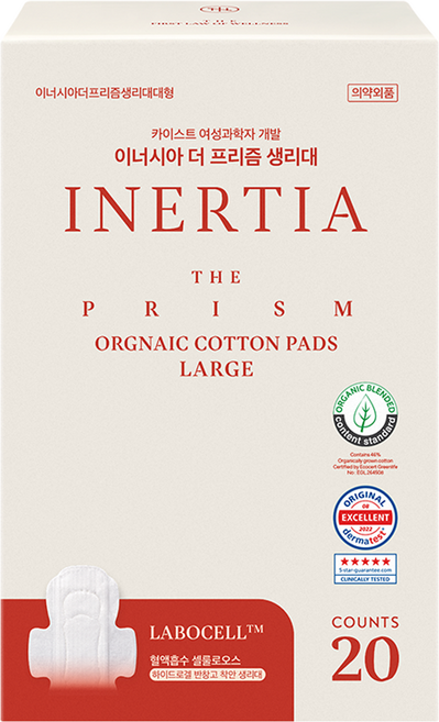 이너시아 더 프리즘 생리대 날개형, 대형, 20개입, 1개