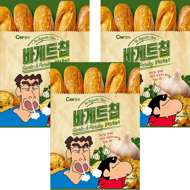 CW 大蒜麵包風味餅乾 蠟筆小新版, 55g, 3包