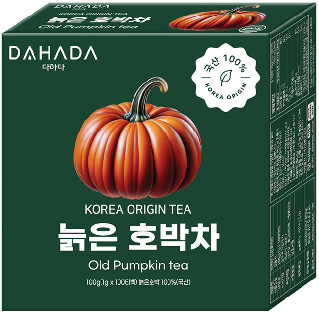 다하다 늙은 호박차, 1g, 100개입, 1개