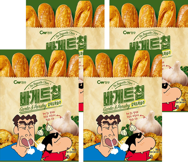 CW 大蒜麵包風味餅乾 蠟筆小新版, 55g, 4包