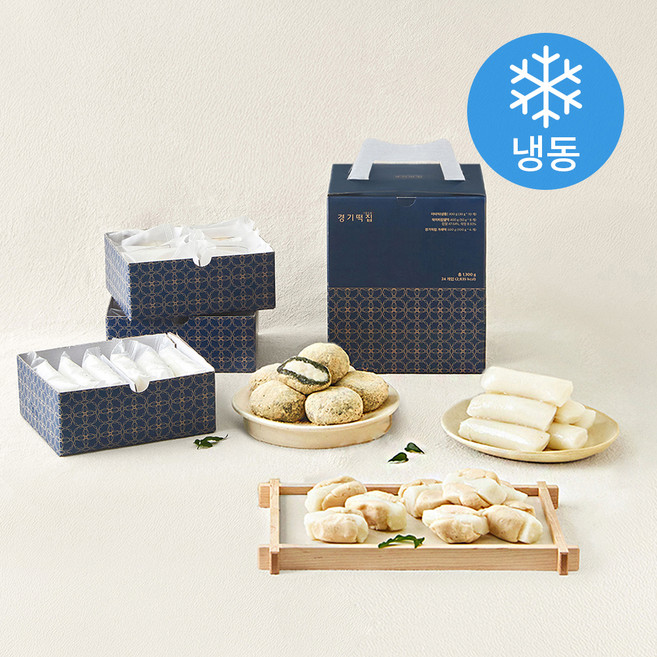 경기떡집 3단 이티떡 30g x 10개 + 쑥이티찹쌀떡 50g x 8개 + 가래떡 100g x 6개 선물세트 (냉동), 1세트