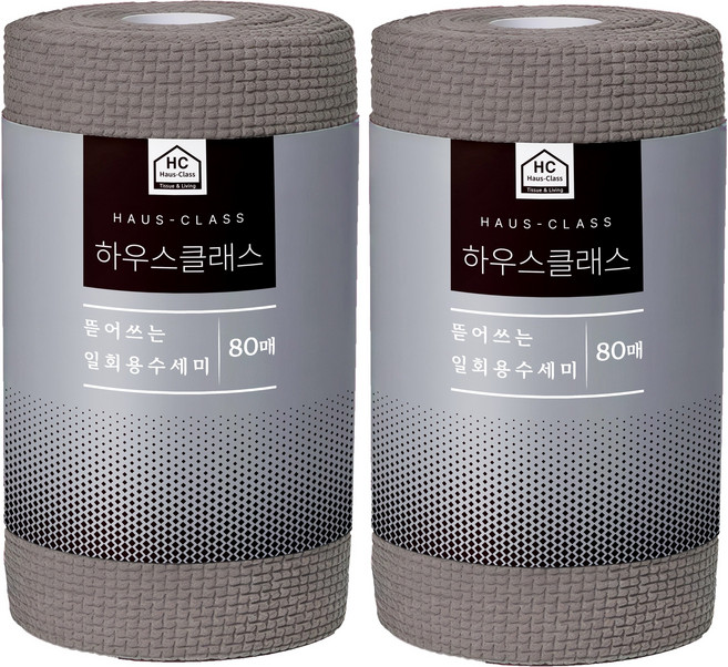 하우스클래스 자연주의 일회용 수세미, 그레이, 80개입, 2개