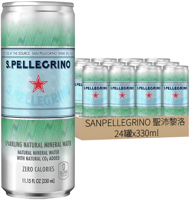 SANPELLEGRINO 聖沛黎洛 天然氣泡礦泉水, 24罐, 330ml