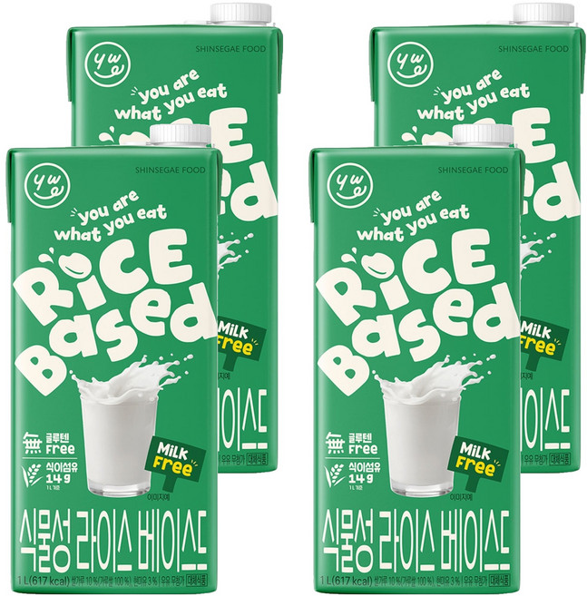 유아왓유잇 YWE 식물성 라이스 베이스드, 4개, 1L