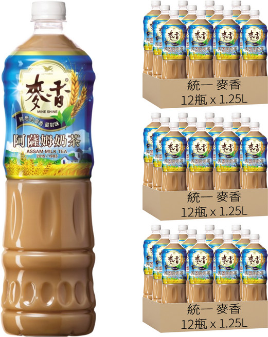 統一 麥香 阿薩姆奶茶, 1.25L, 36瓶