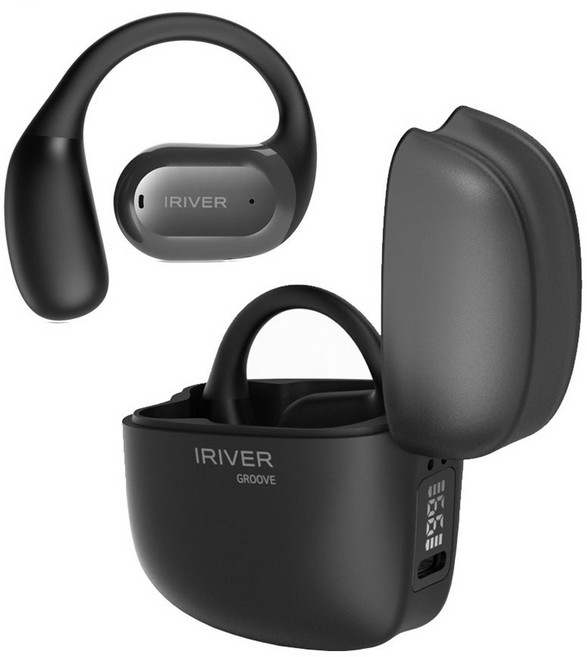 아이리버 오픈핏 무선 5.3 C타입 블루투스 이어폰 귀걸이형 GROOVE IOW-G1 블랙 7시간 생활방수