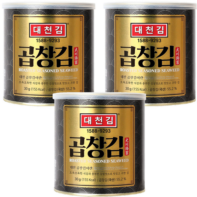 대천김 곱창김 캔, 30g, 3개