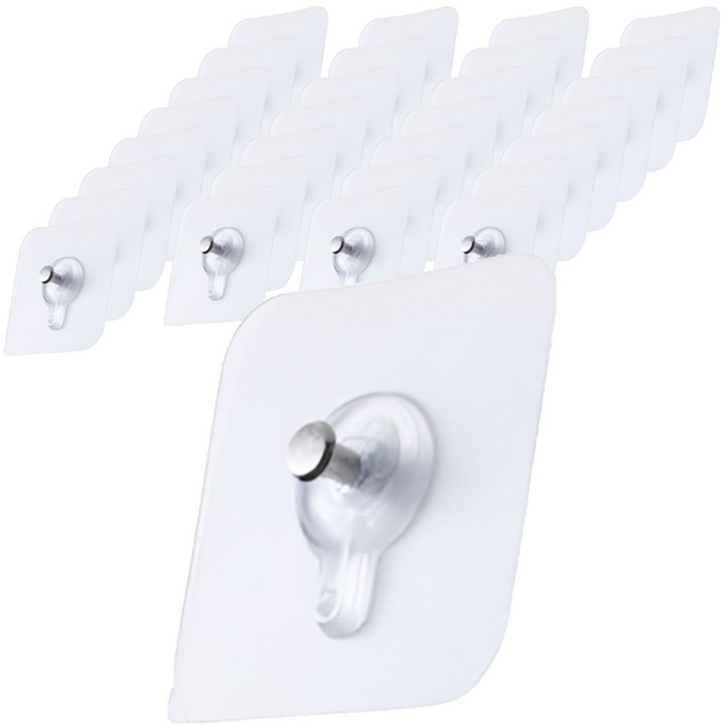 리빙홈디테일 홈 무타공 접착식 액자 시계 걸이 LHD-031, 투명, 30개