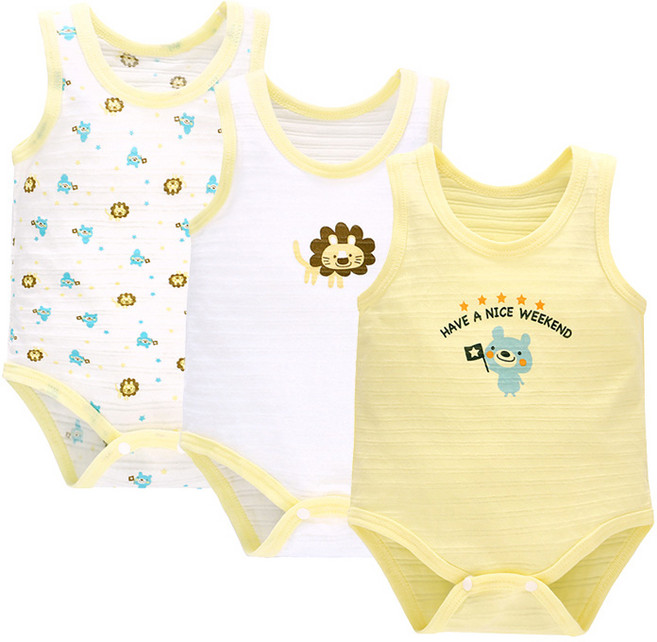 맘스케어 신생아용 통기성 쟈가드 민소매 바디수트 3종세트