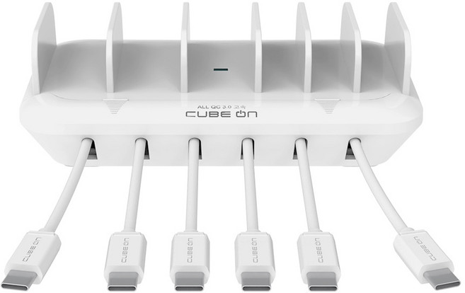 큐브온 올 퀵차지 6포트 고속 멀티충전기 C타입 6p JI-613, 화이트, 1개