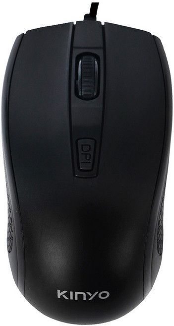 Kinyo USB靜音光學有線滑鼠 55g, KM-503, 黑色