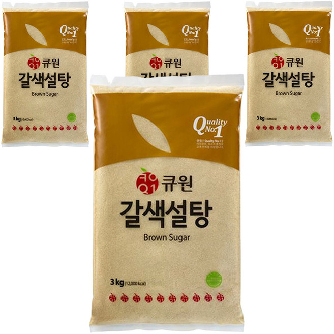 큐원 갈색설탕, 3kg, 4개