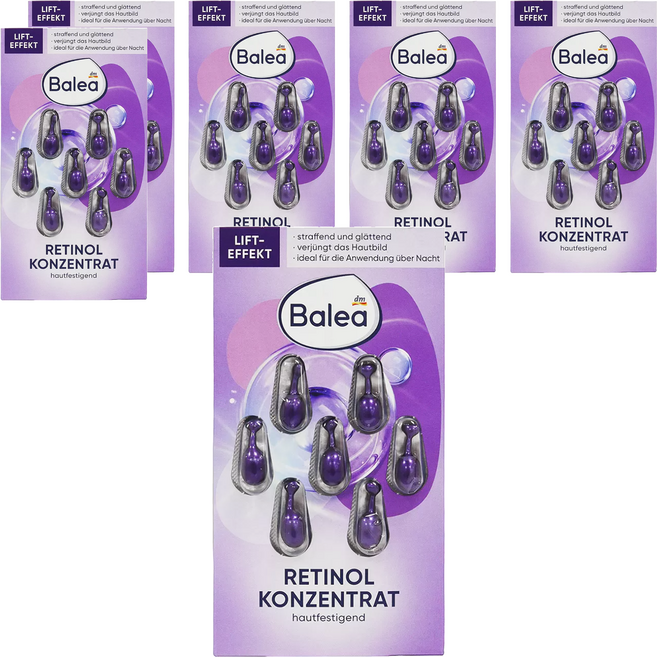 dm Balea 芭樂雅 RETINOL KONZENTRAT 精華膠囊 晚安修護 紫 7粒, 1ml, 6組