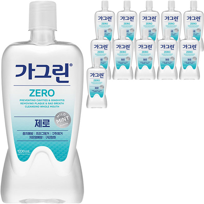 가그린 제로 구강청결제, 1.2L, 12개