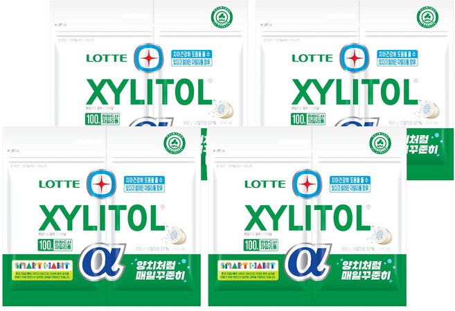 롯데자일리톨 알파 오리지날 껌 리필, 102g, 4개