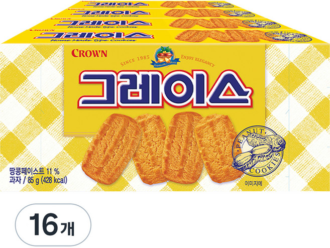 크라운 그레이스 비스켓, 85g, 16개