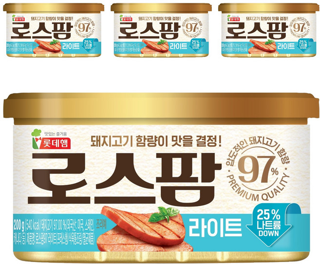 롯데웰푸드 로스팜 라이트, 200g, 4개