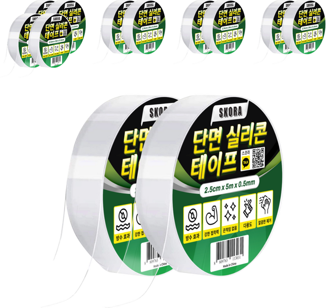 스코라 초강력 단면 실리콘 테이프 25mm x 5m, 12개