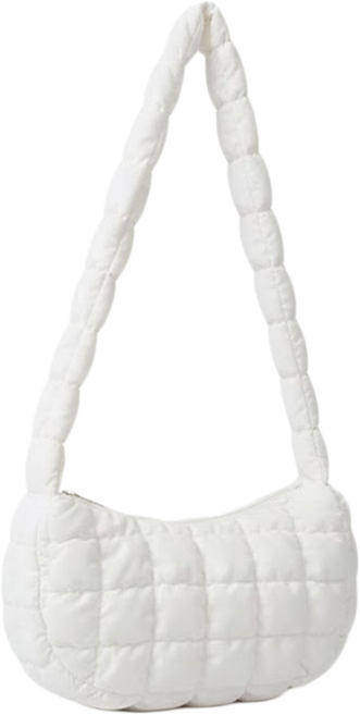 PEONIST 泡泡鋪棉雲朵肩背斜背包, 白色