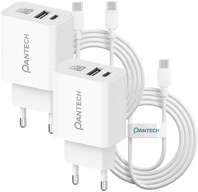 팬택 25W 2포트 초고속충전기 + 45W CtoC 케이블 2m 세트, 2세트, 화이트